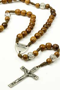 Brown Wood Rosary on Cord