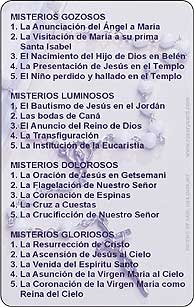 rosary spanish mysteries card bookmark